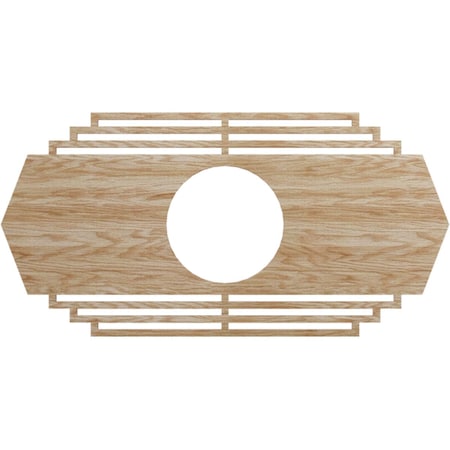 Ekena Millwork Chrysler Wood Fretwork Pierced Ceiling Medallion, Red Oak, 24"W x 12"H x 6 1/4"ID x 1/4"T CMWP24X12X0250CSRO